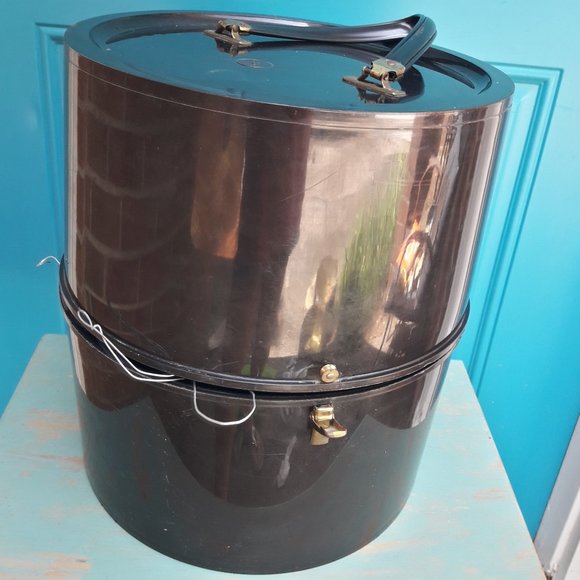 Vintage Wig Box or Hat Box Tall Narrow Suit Case Mod 60s Art Deco Contempo Hard - Picture 9 of 16